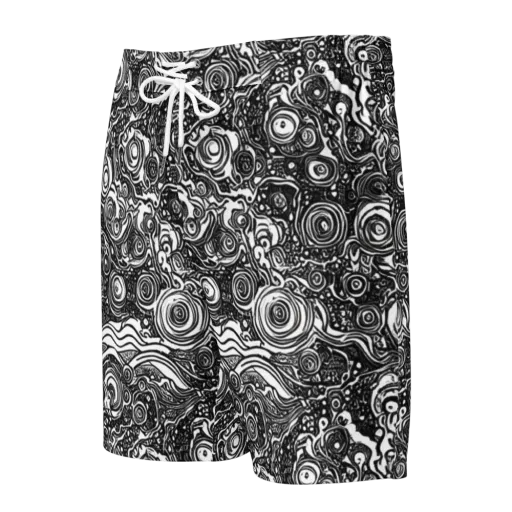 Swirling Stories on a Men's Board Shorts