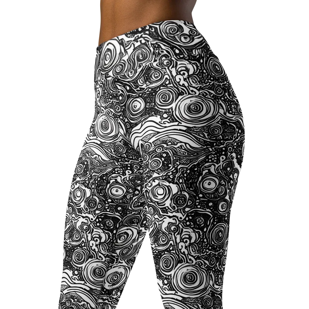 Swirling Stories on Yoga Leggings — Left Front