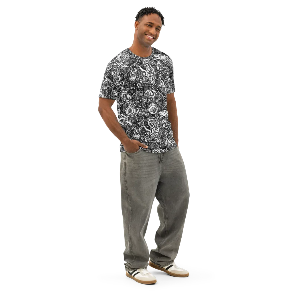 Swirling Stories on Men's Cotton Crew Neck T-Shirt — Right Front