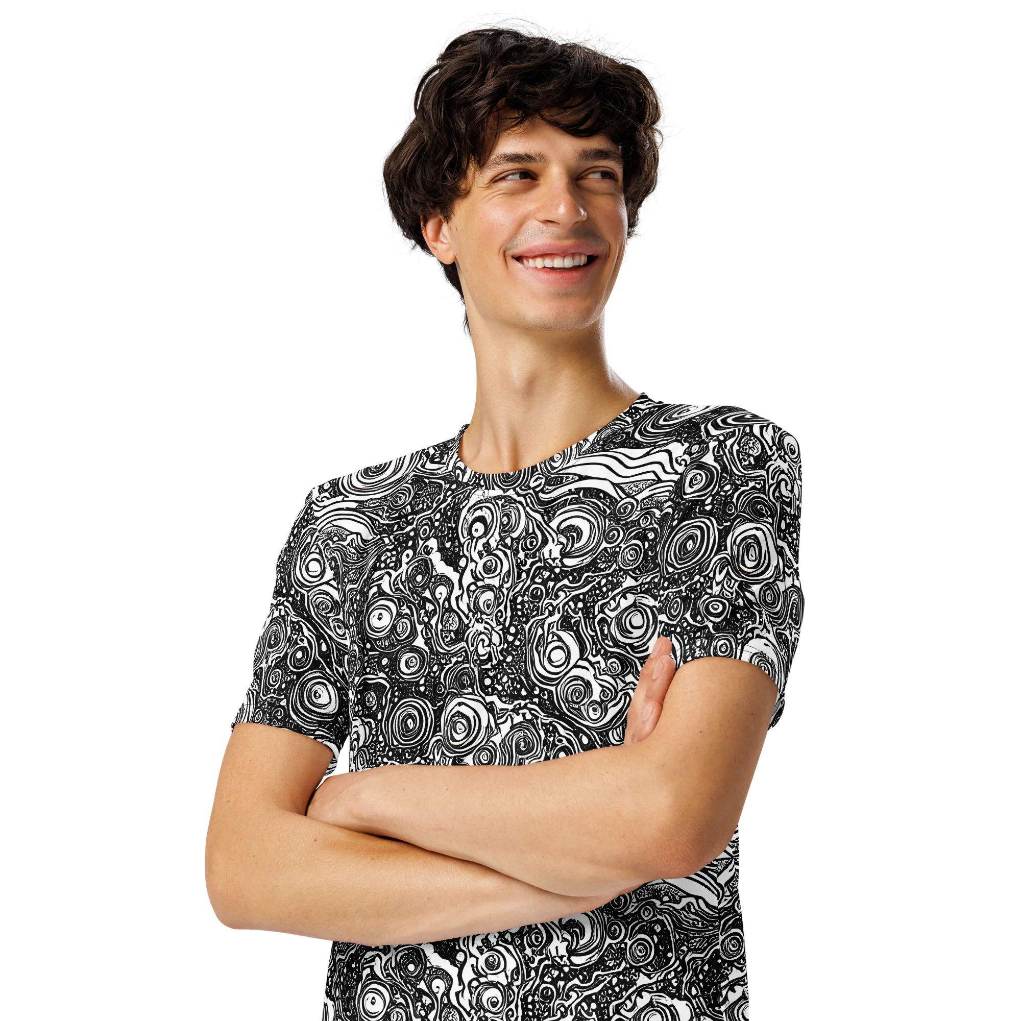 Swirling Stories on Men's Crew Neck T-Shirt — Left Front