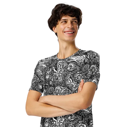 Swirling Stories on a Men's Crew Neck T-Shirt