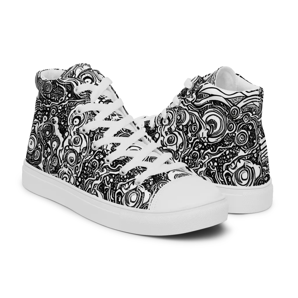 Swirling Stories on Men's High Top Canvas Shoes — Right