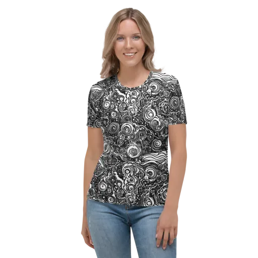 Swirling Stories on a Women's Crew Neck T-Shirt