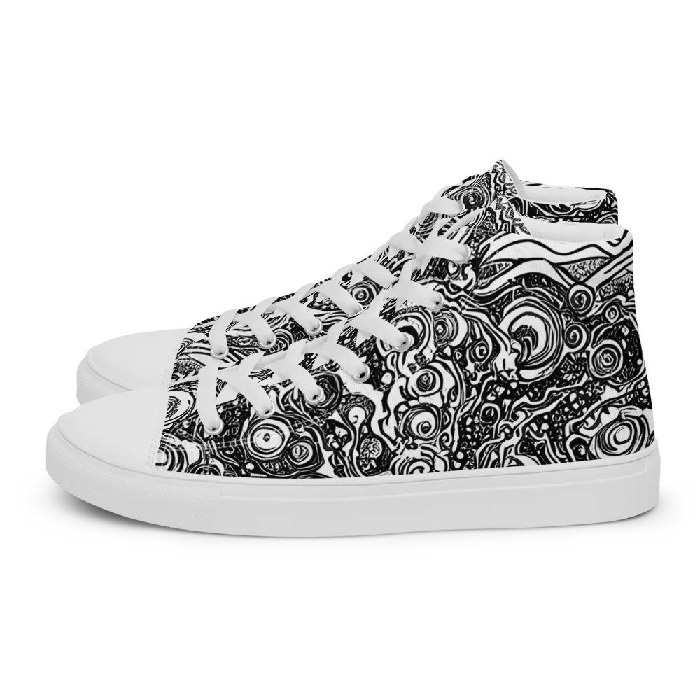 Swirling Stories on Women's High Top Canvas Shoes — Left