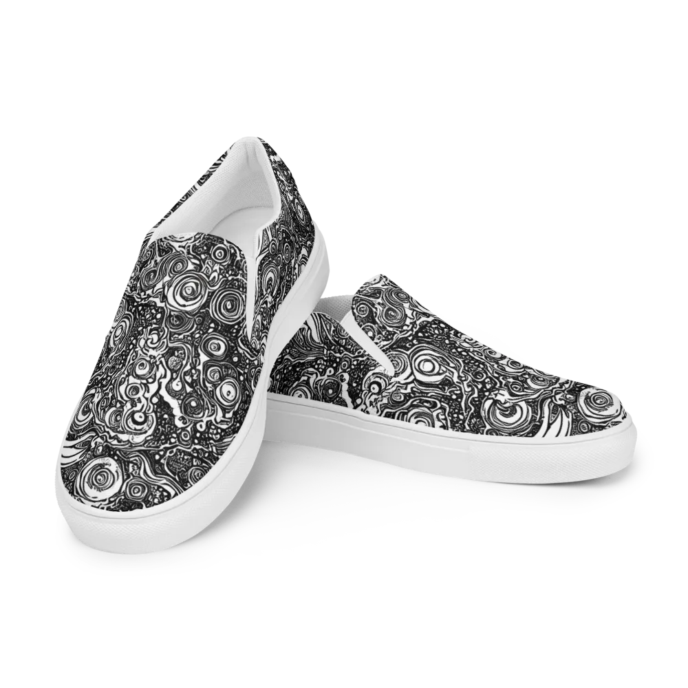 Swirling Stories on Men's Slip-On Canvas Shoes — Left Front