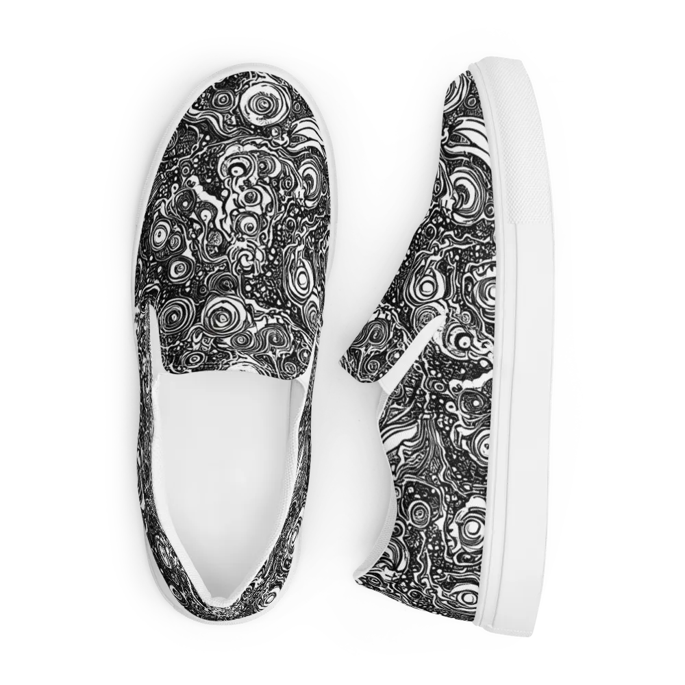 Swirling Stories on Men's Slip-On Canvas Shoes — Front