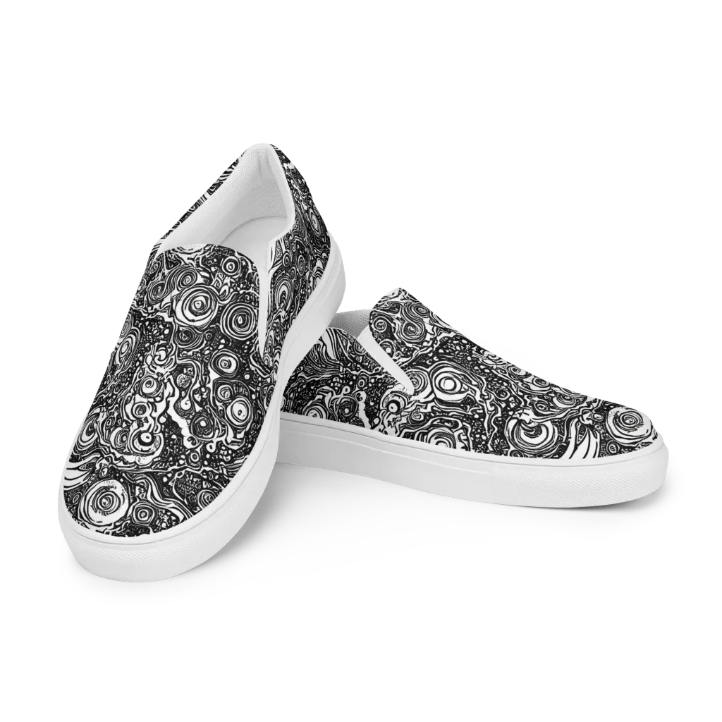 Swirling Stories on Women's Slip-On Canvas Shoes — Left Front