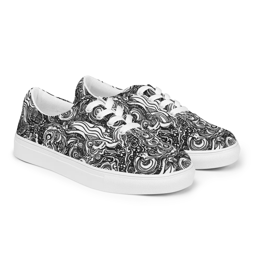 Swirling Stories on Men's Lace-Up Canvas Shoes — Right Front