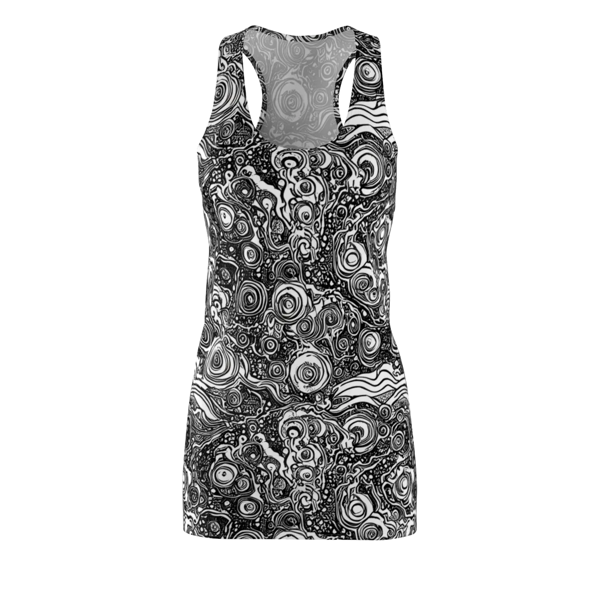 Swirling Stories on Racerback Dress — Front