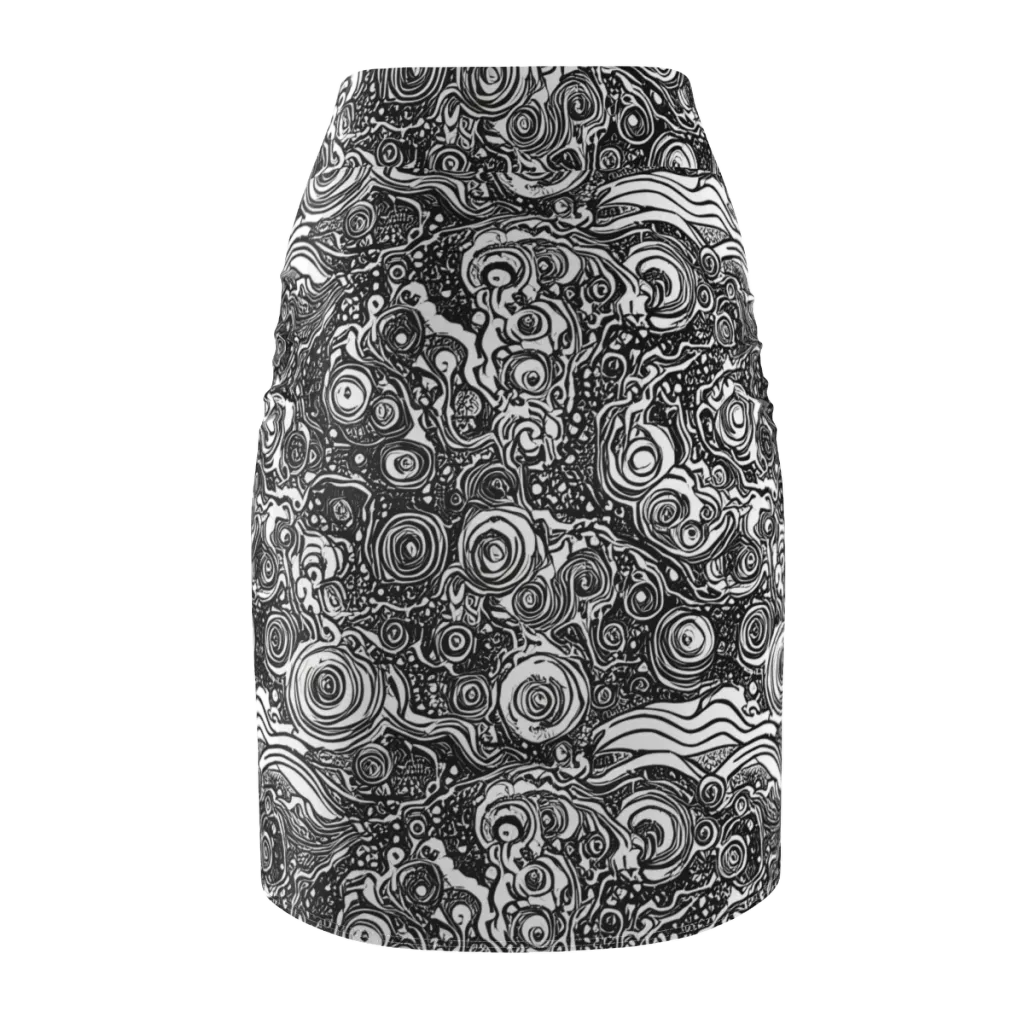 Swirling Stories on Pencil Skirt — Back