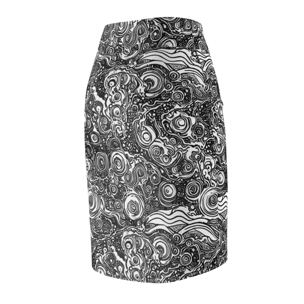 Swirling Stories on Pencil Skirt — Back Side