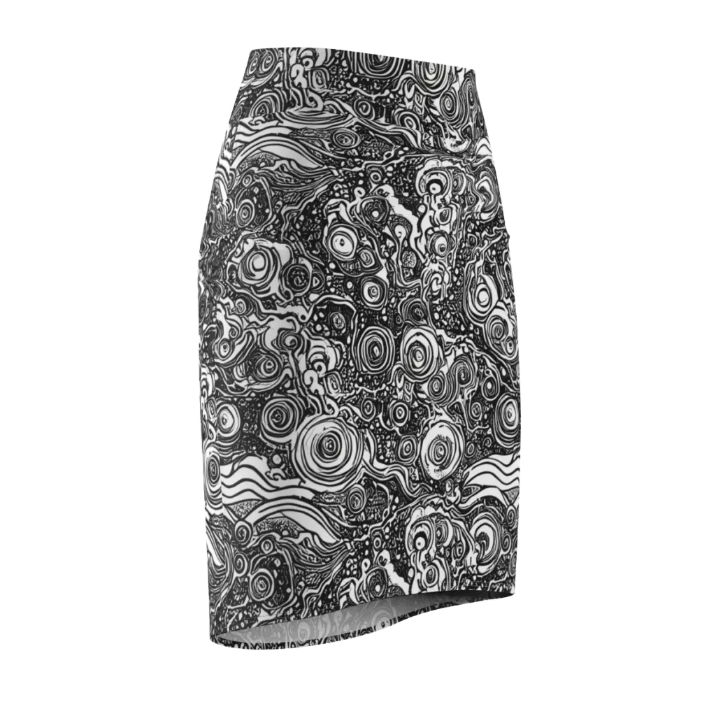 Swirling Stories on Pencil Skirt — Front Side