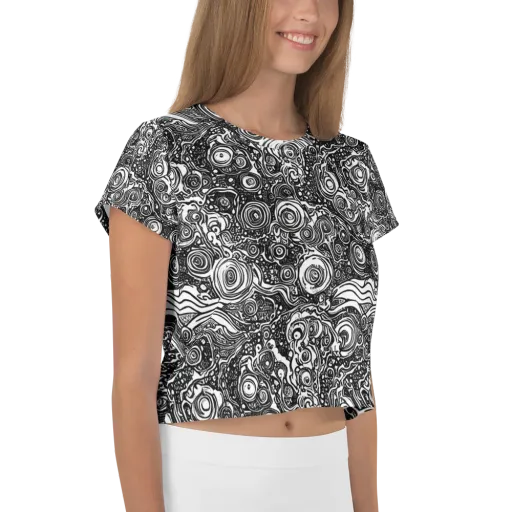 Swirling Stories on a Crop Tee