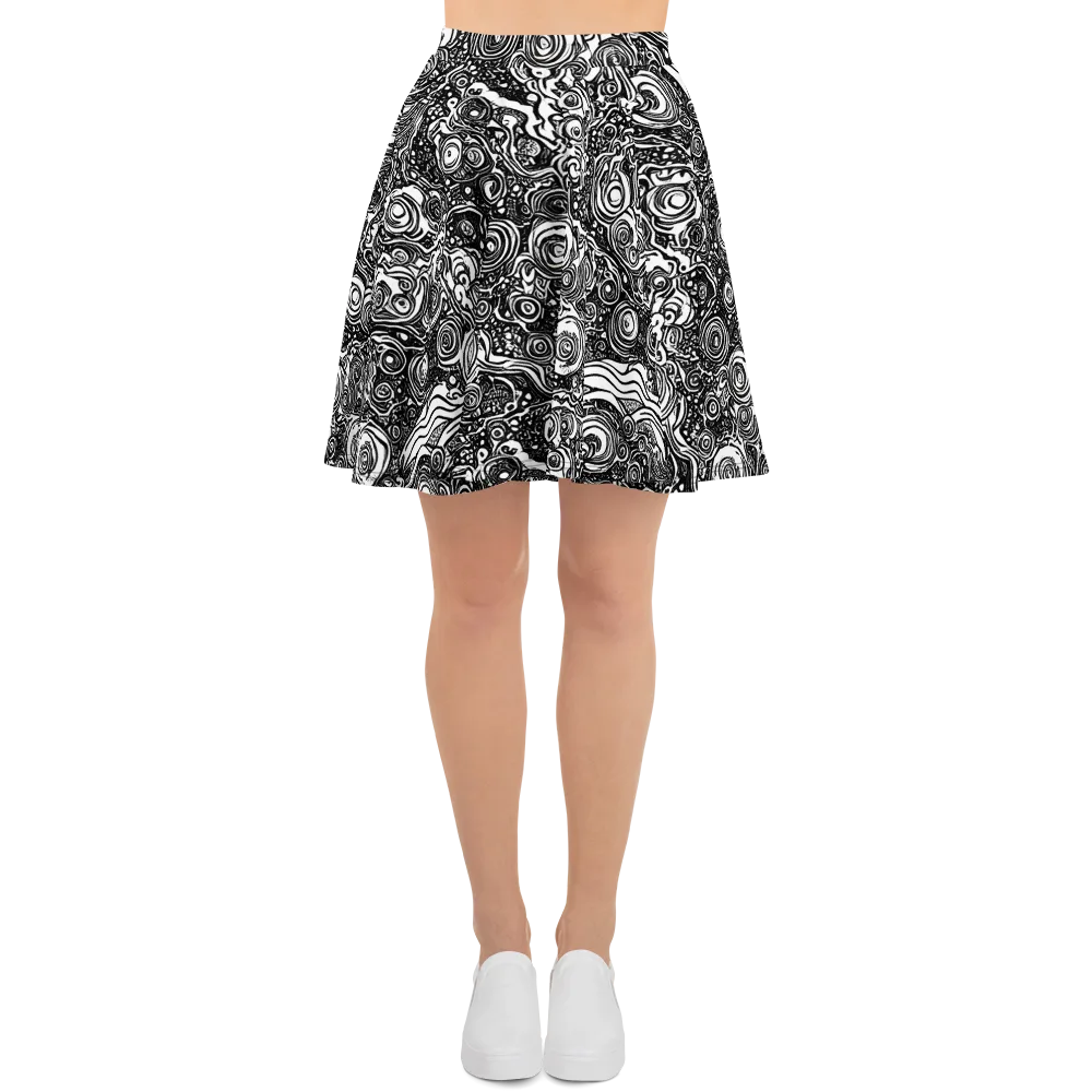 Swirling Stories on Skater Skirt — Front