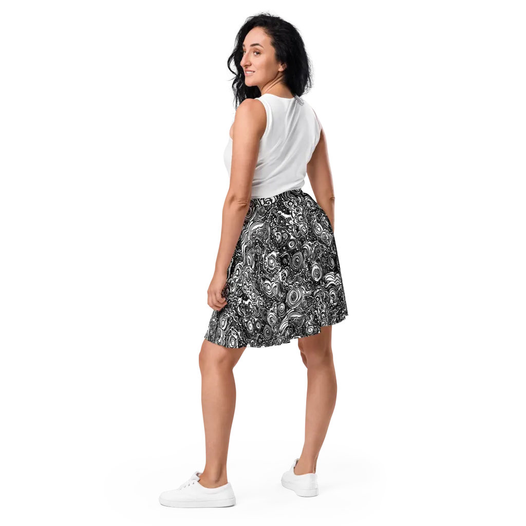 Swirling Stories on Skater Skirt — Back