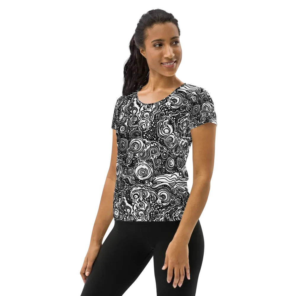 Swirling Stories on Women's Athletic T-Shirt — Left