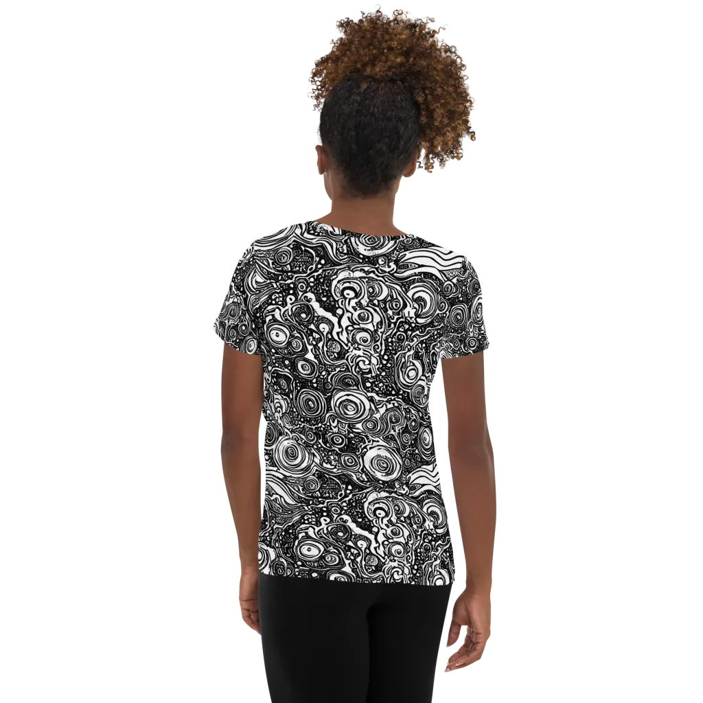 Swirling Stories on Women's Athletic T-Shirt — Back