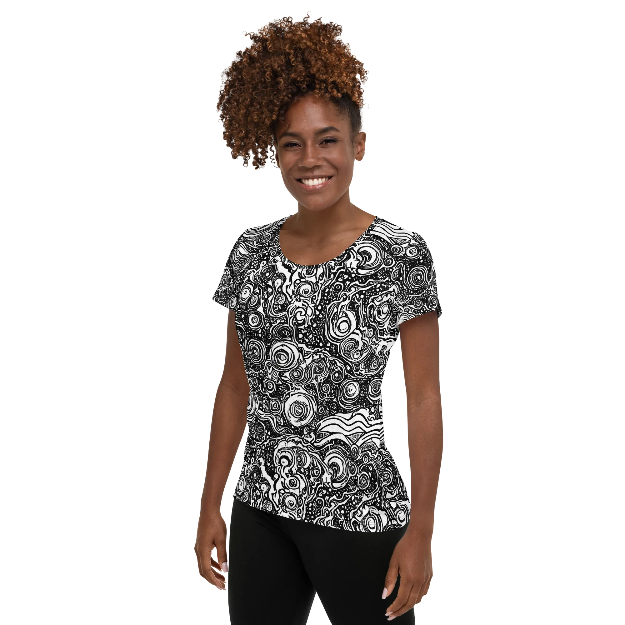 Swirling Stories on Women's Athletic T-Shirt — Left