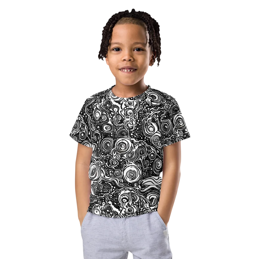 Swirling Stories on Kids Crew Neck T-Shirt — Front