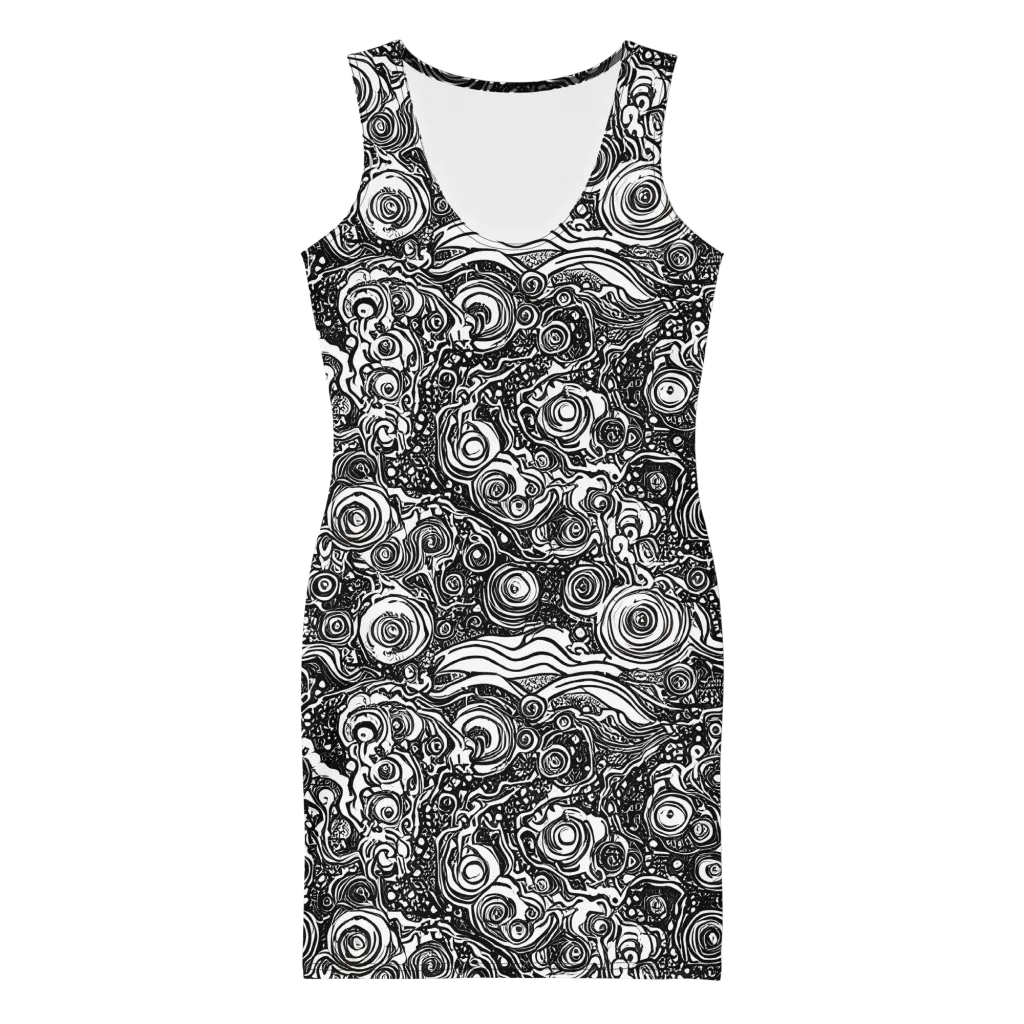 Swirling Stories on Bodycon Dress — Front