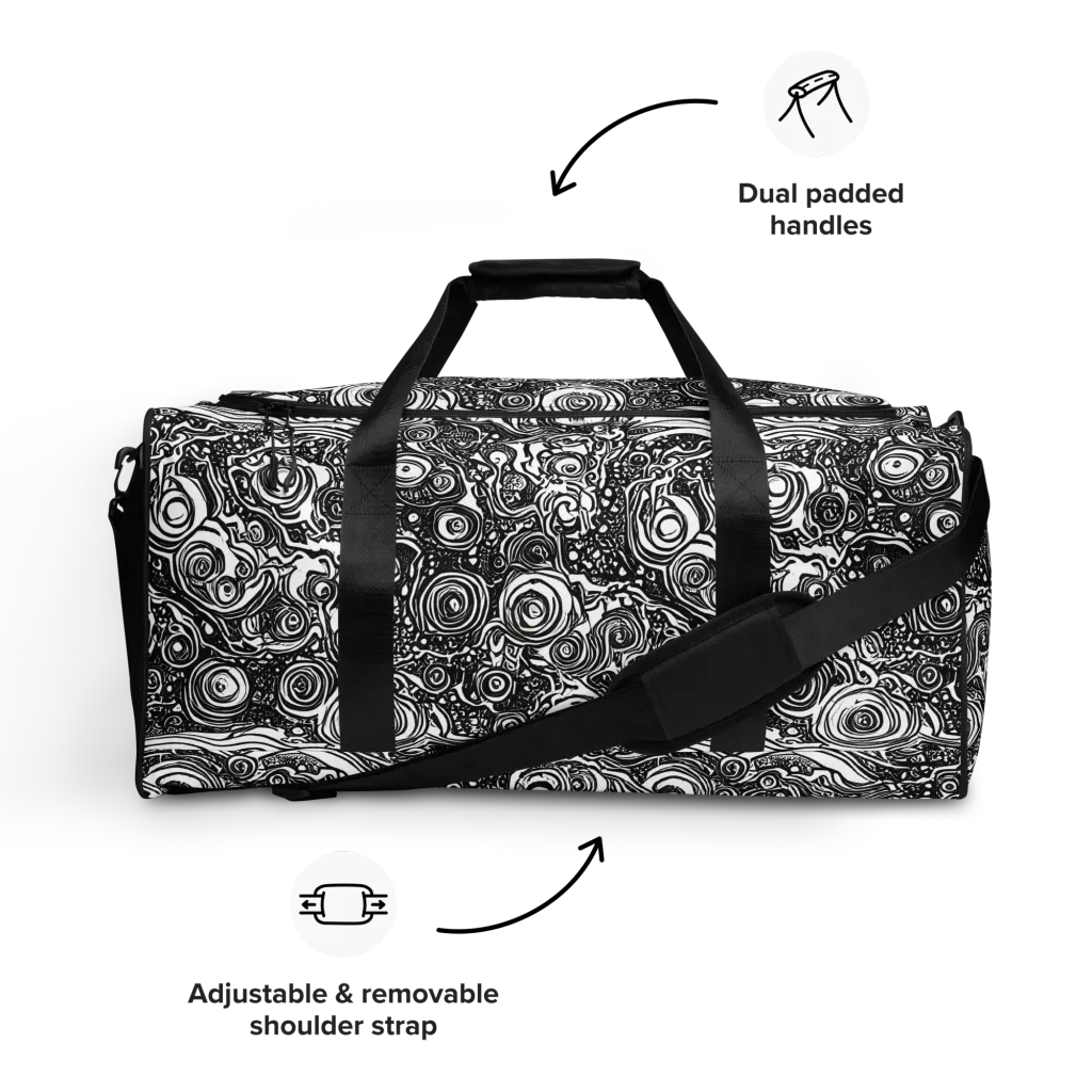 Swirling Stories on Duffle Bag — Front