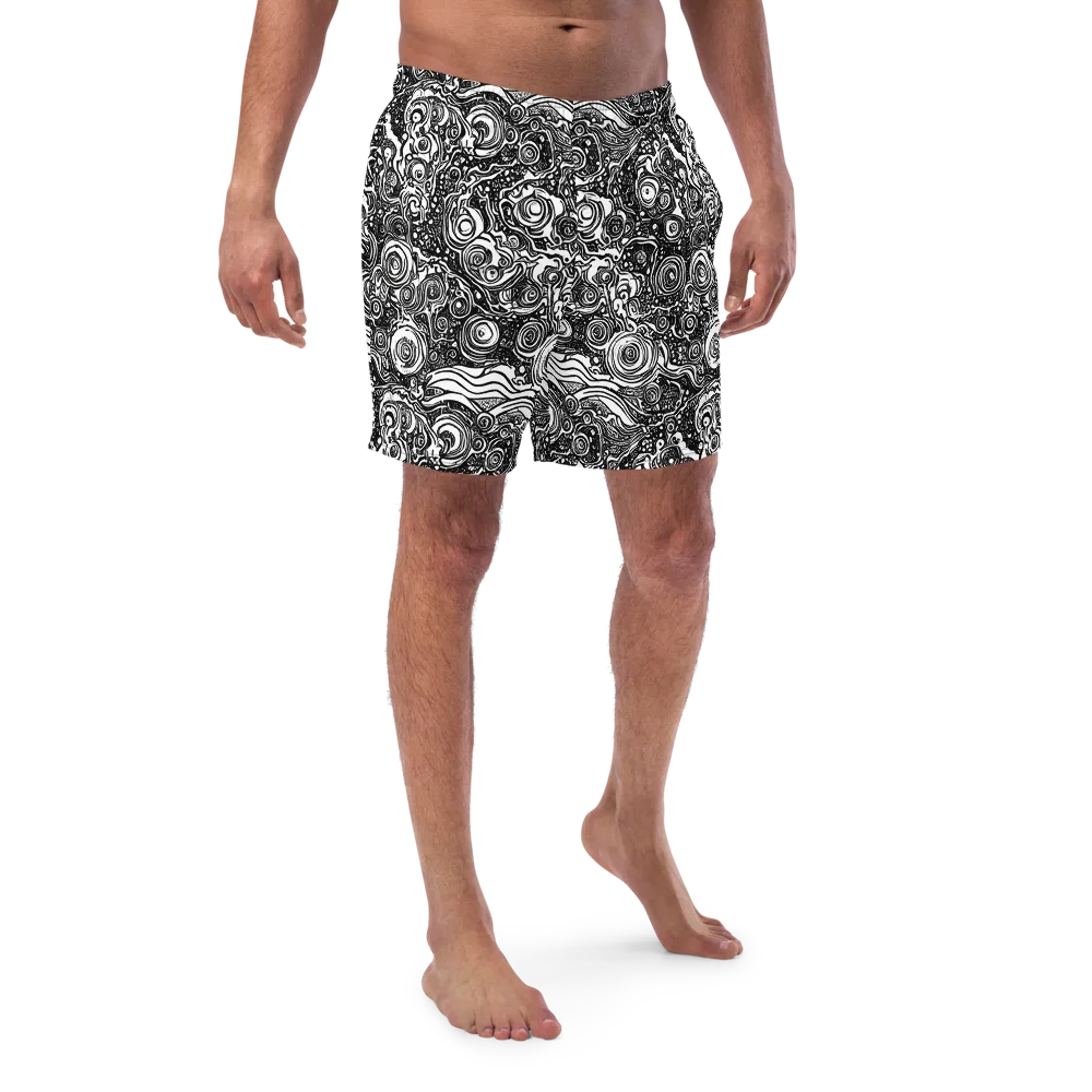 Swirling Stories on Swim Trunks — Front