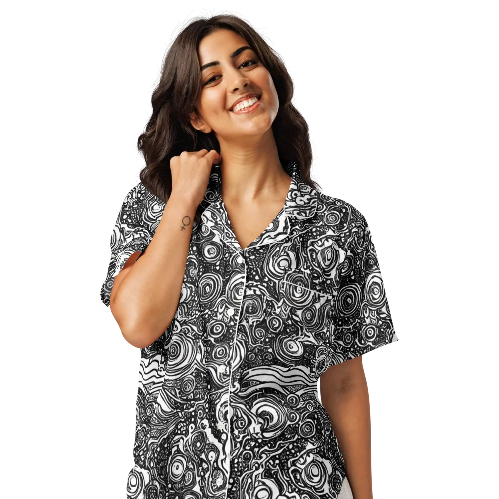 Swirling Stories on Women's Short Sleeve Pajama Top — Front