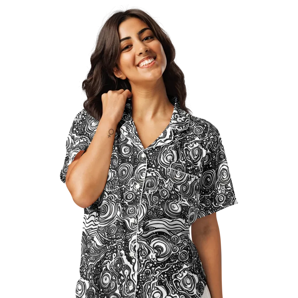 Swirling Stories on Women's Short Sleeve Pajama Top — Front