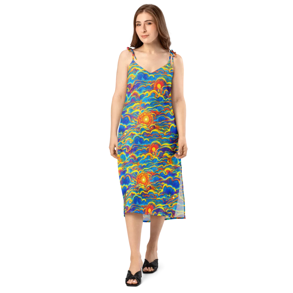 Chroma Ripple on Slip Dress — Front