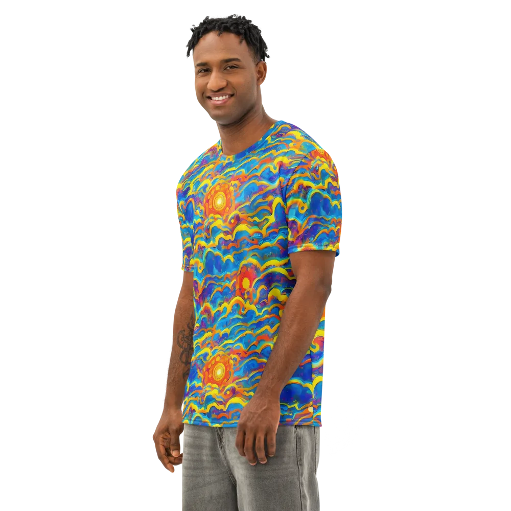 Chroma Ripple on Men's Cotton Crew Neck T-Shirt — Left Front