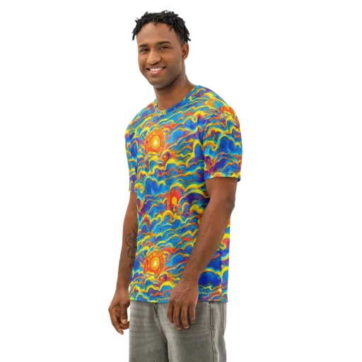 Chroma Ripple on a Men's Cotton Crew Neck T-Shirt