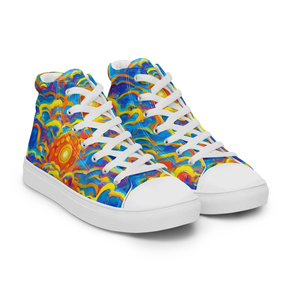 Chroma Ripple on Men's High Top Canvas Shoes — Right Front