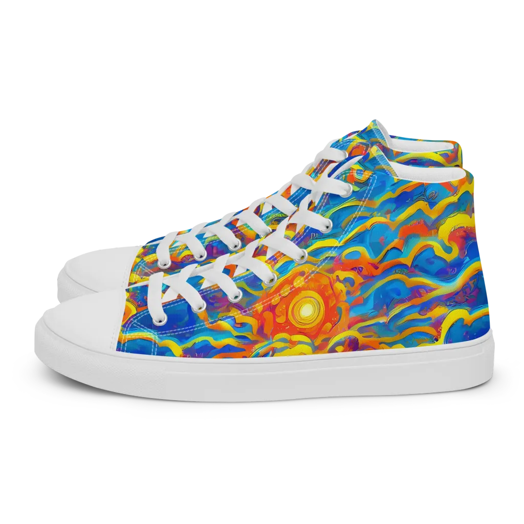 Chroma Ripple on Men's High Top Canvas Shoes — Left