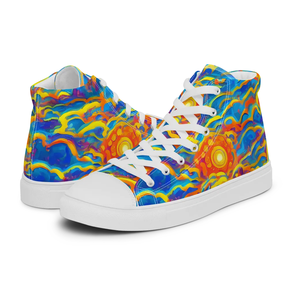 Chroma Ripple on Men's High Top Canvas Shoes — Left