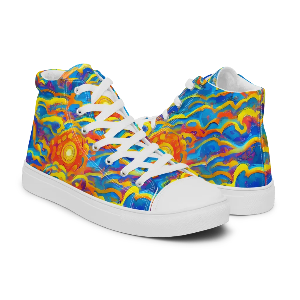 Chroma Ripple on Men's High Top Canvas Shoes — Right