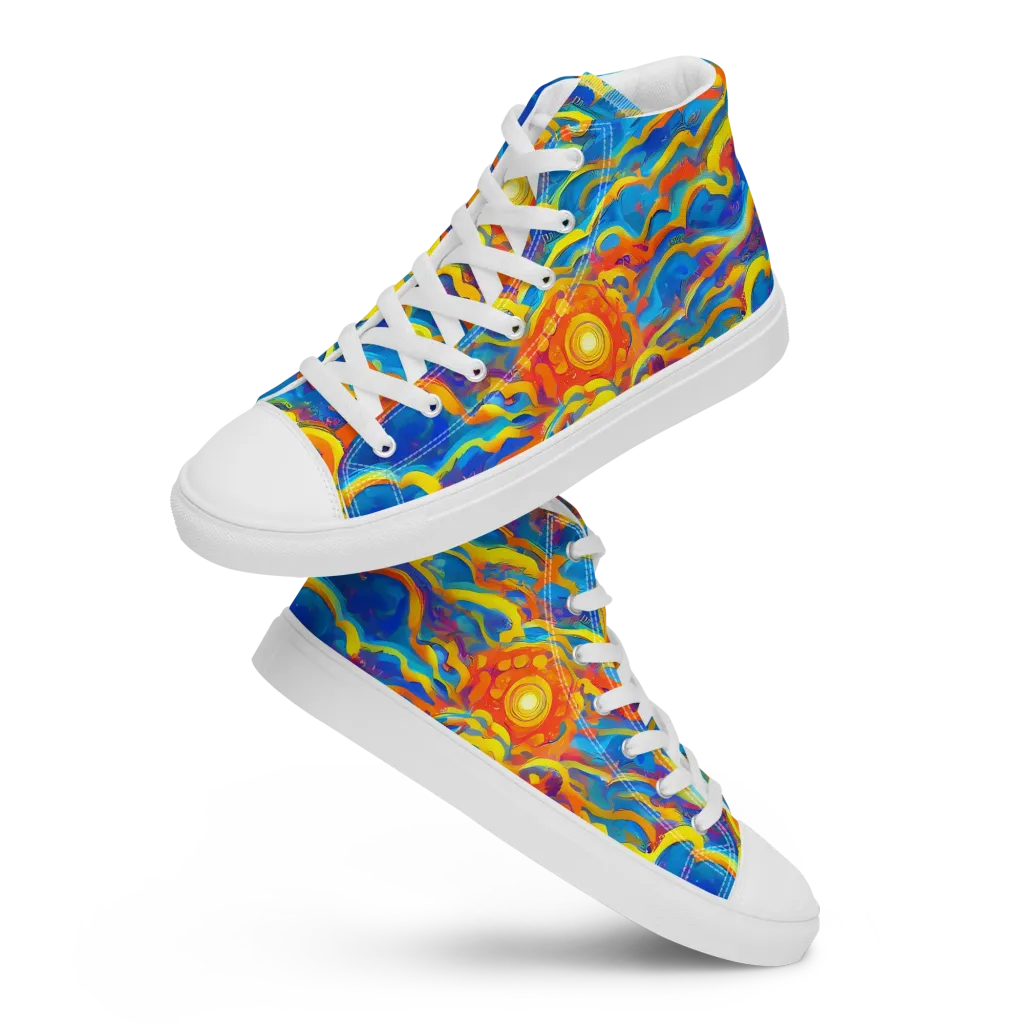 Chroma Ripple on Men's High Top Canvas Shoes — Front