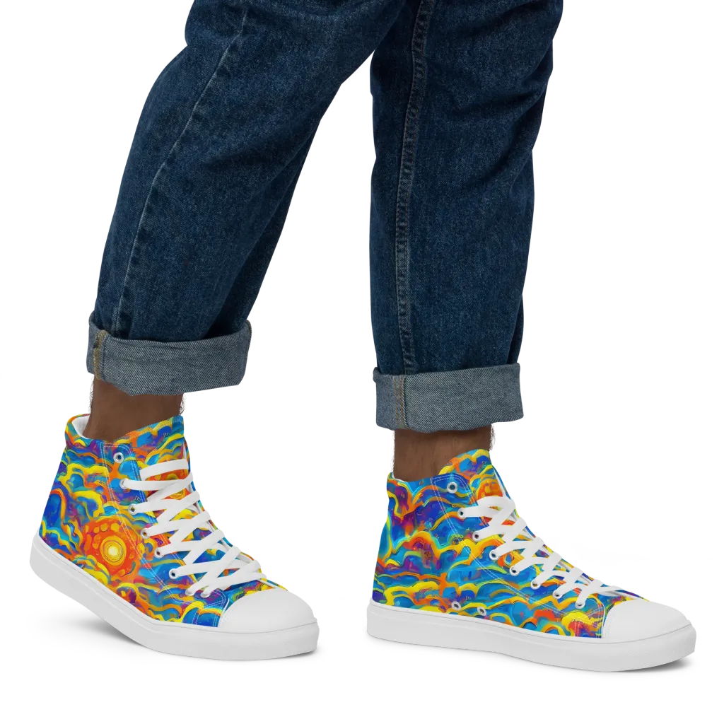 Chroma Ripple on Men's High Top Canvas Shoes — Right