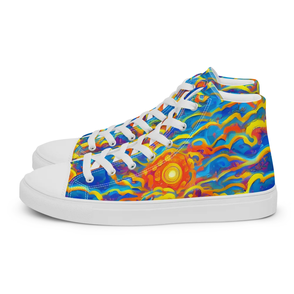 Chroma Ripple on Women's High Top Canvas Shoes — Left