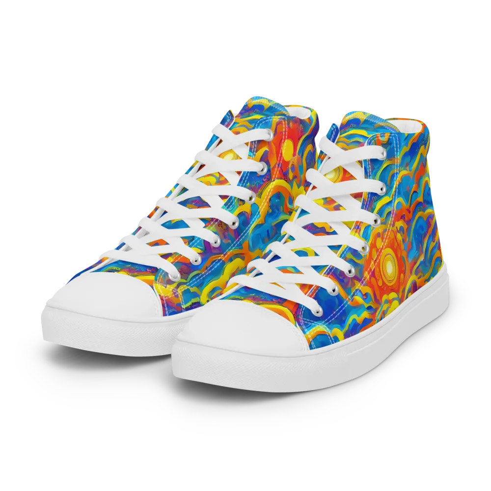 Chroma Ripple on Women's High Top Canvas Shoes — Left Front