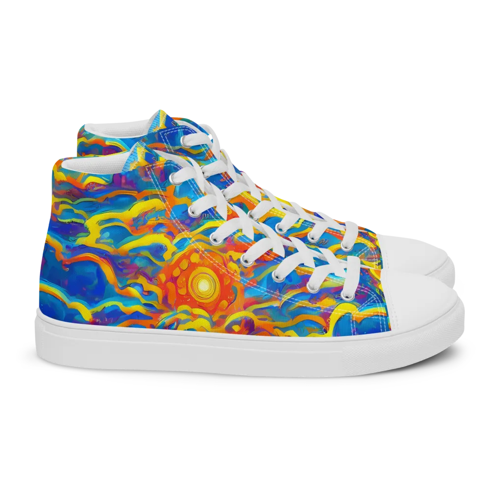 Chroma Ripple on Women's High Top Canvas Shoes — Right