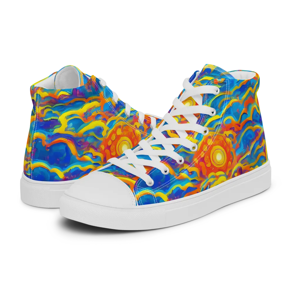 Chroma Ripple on Women's High Top Canvas Shoes — Left