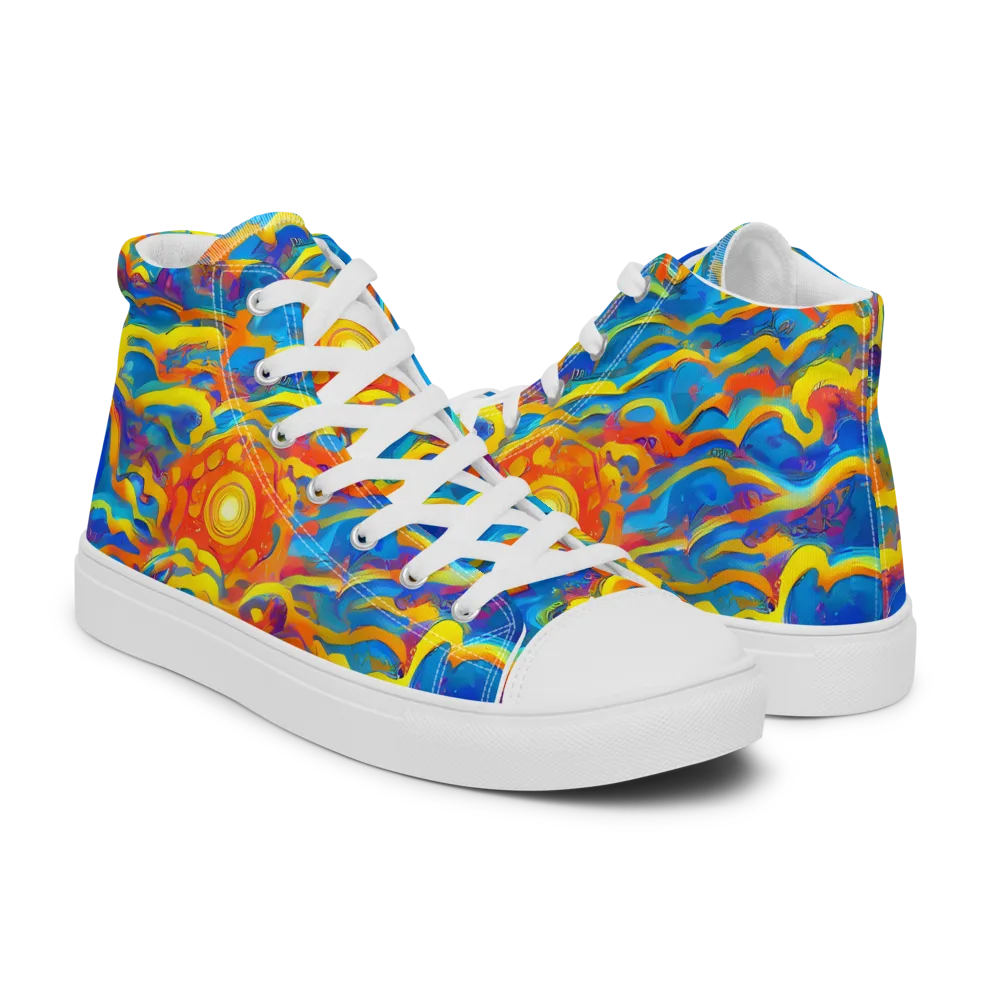 Chroma Ripple on Women's High Top Canvas Shoes — Right