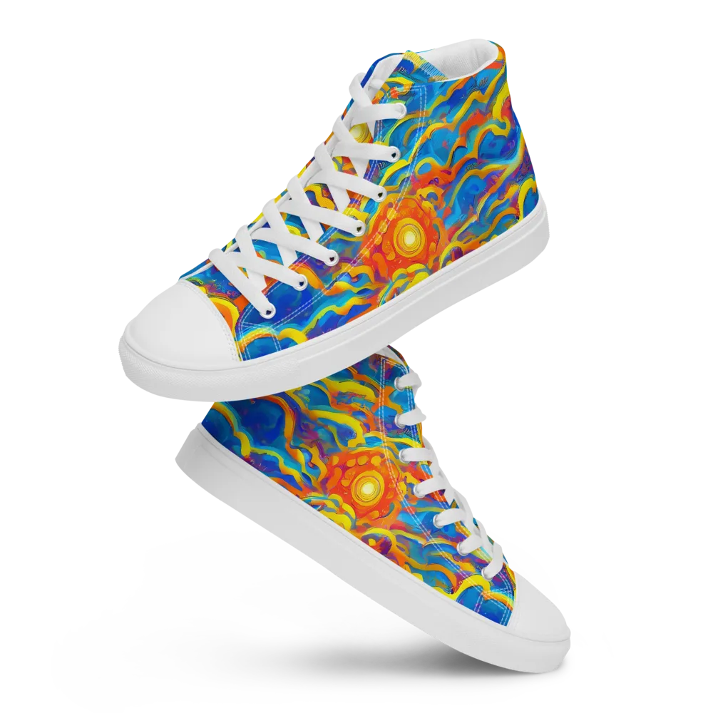 Chroma Ripple on Women's High Top Canvas Shoes — Front