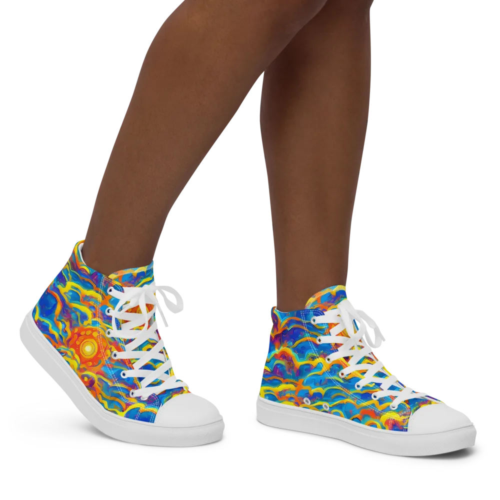 Chroma Ripple on Women's High Top Canvas Shoes — Right