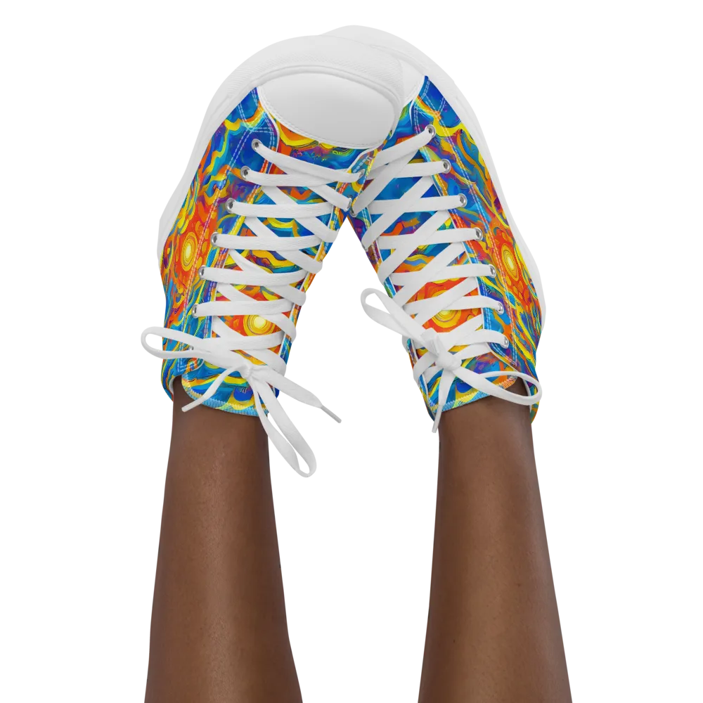 Chroma Ripple on Women's High Top Canvas Shoes — Front