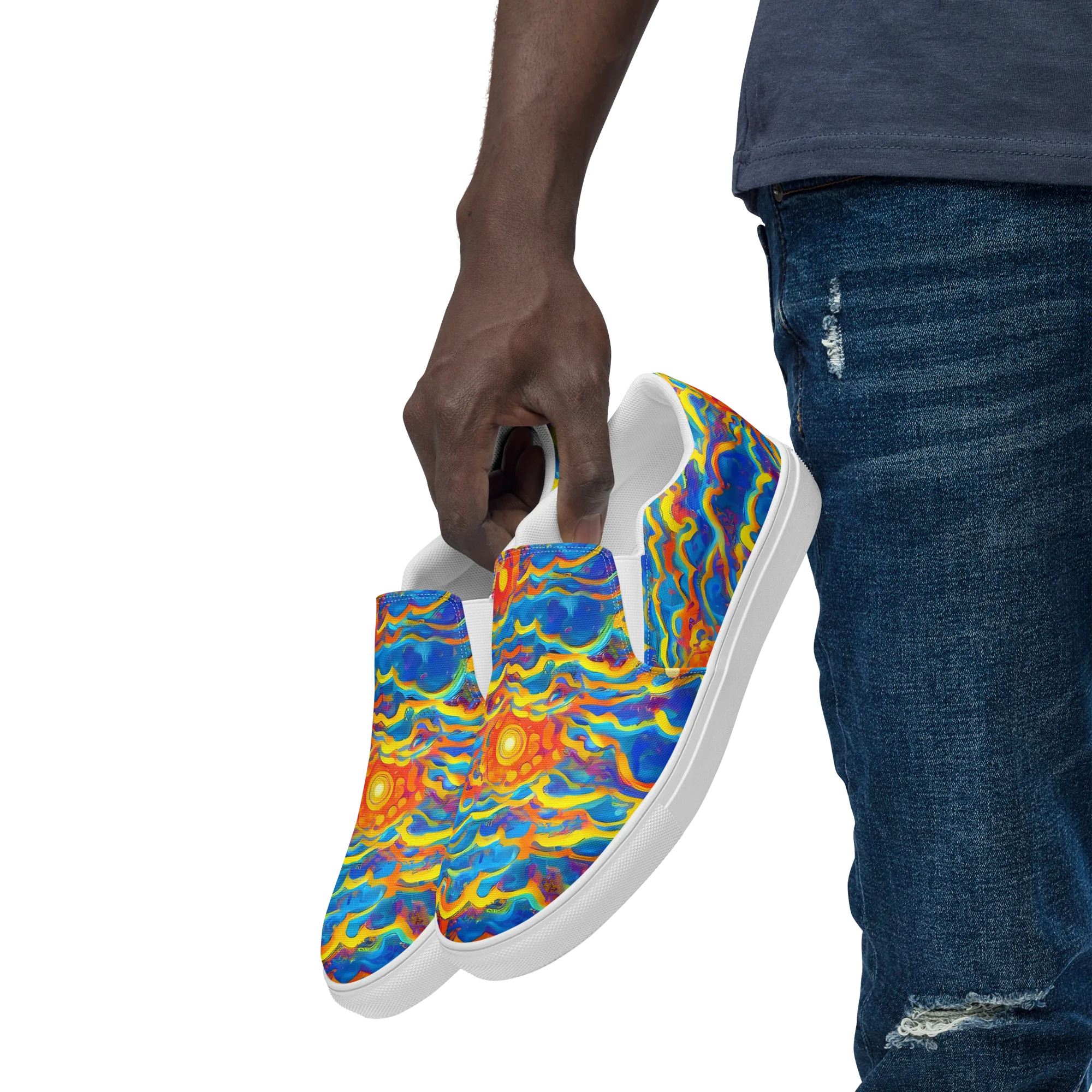 Chroma Ripple on Men's Slip-On Canvas Shoes — Left Front