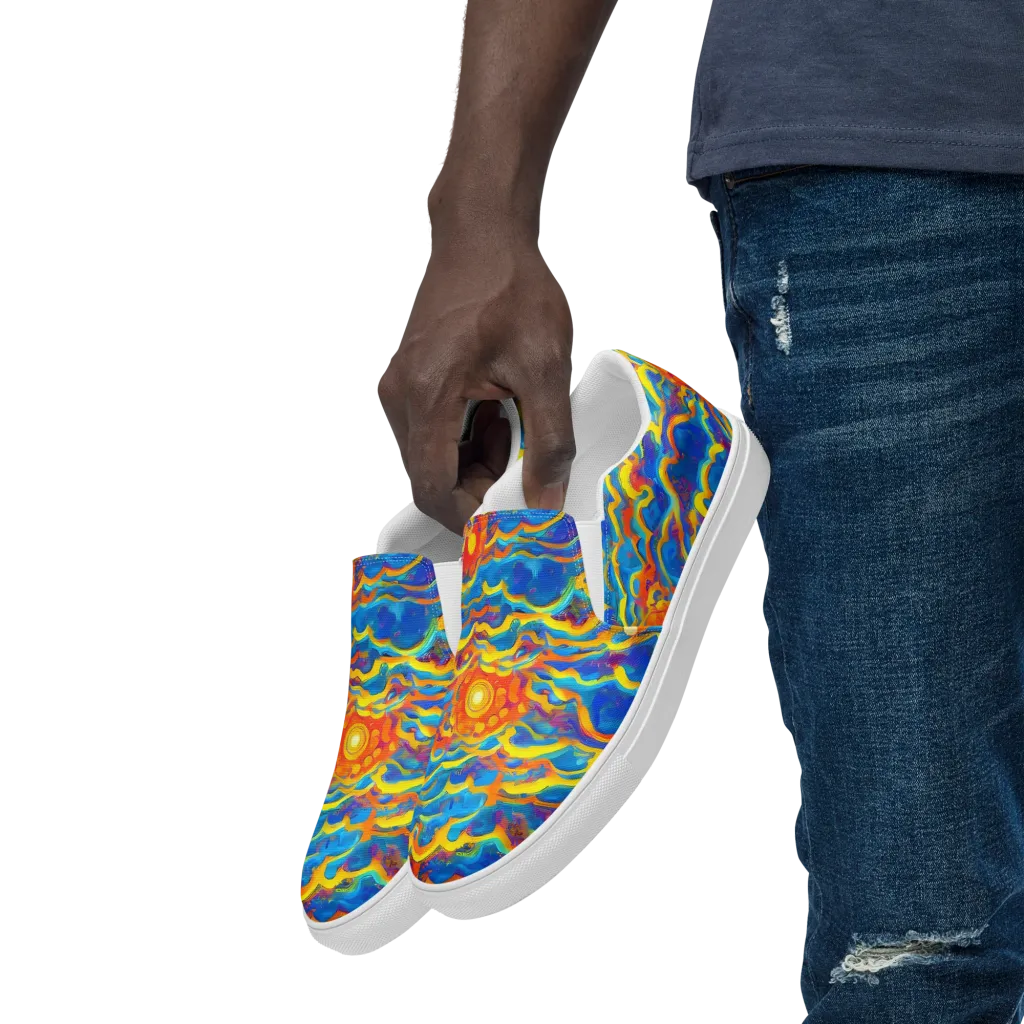 Chroma Ripple on Men's Slip-On Canvas Shoes — Left Front