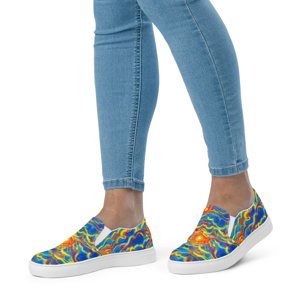 Chroma Ripple on Women's Slip-On Canvas Shoes — Front