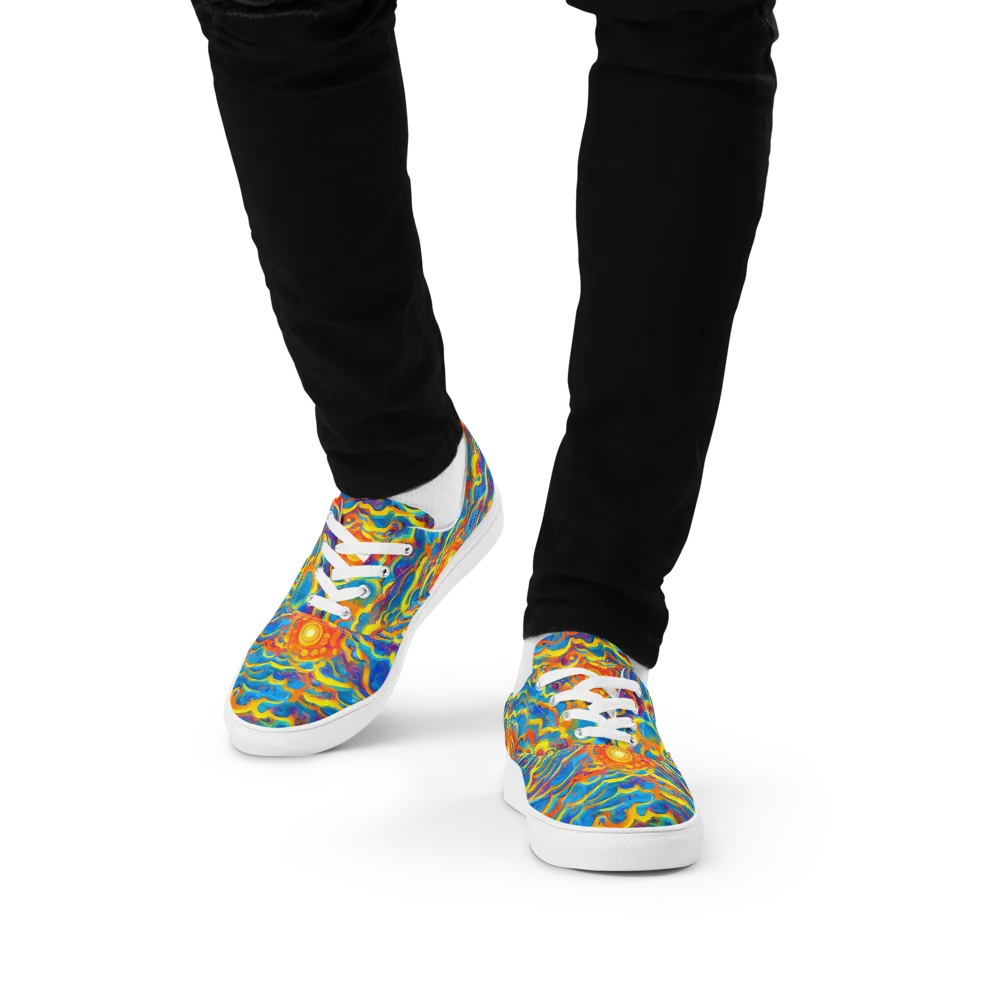 Chroma Ripple on Men's Lace-Up Canvas Shoes — Front