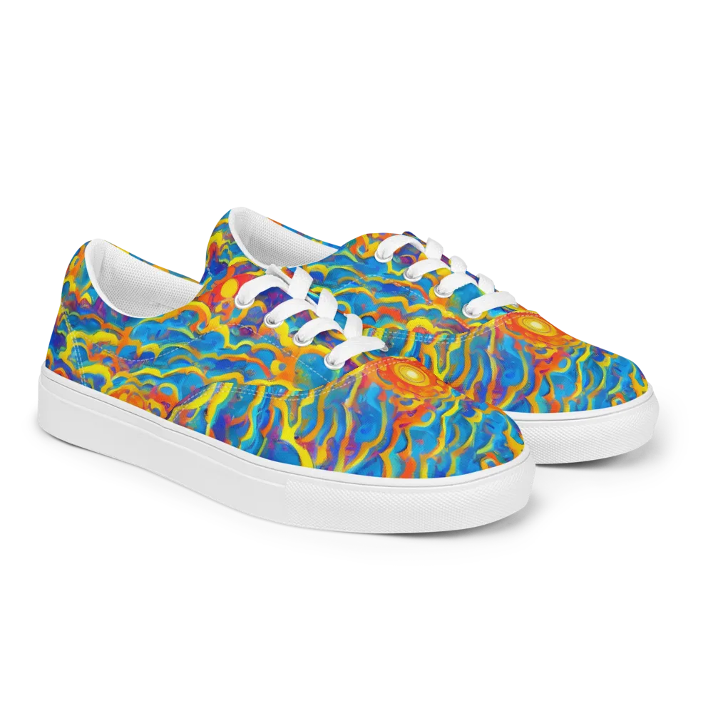 Chroma Ripple on Men's Lace-Up Canvas Shoes — Right Front
